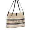 Borsa Shopper media in tela e pelle di vitello Borsa Shopper media in tela e pelle di vitello