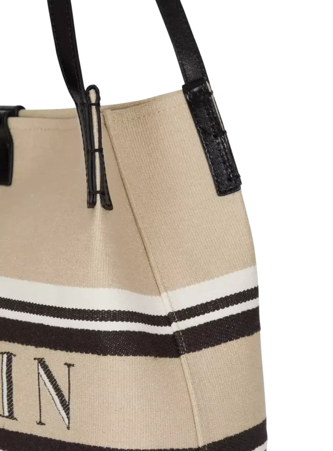 Borsa Shopper media in tela e pelle di vitello Borsa Shopper media in tela e pelle di vitello