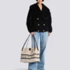 Borsa Shopper media in tela e pelle di vitello Borsa Shopper media in tela e pelle di vitello