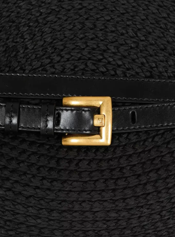 Borsa Shuffle Medium in pelle di vitello e rafia Borsa Shuffle Medium in pelle di vitello e rafia