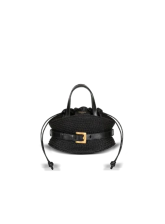 Borsa Shuffle Mini in pelle di vitello e rafia