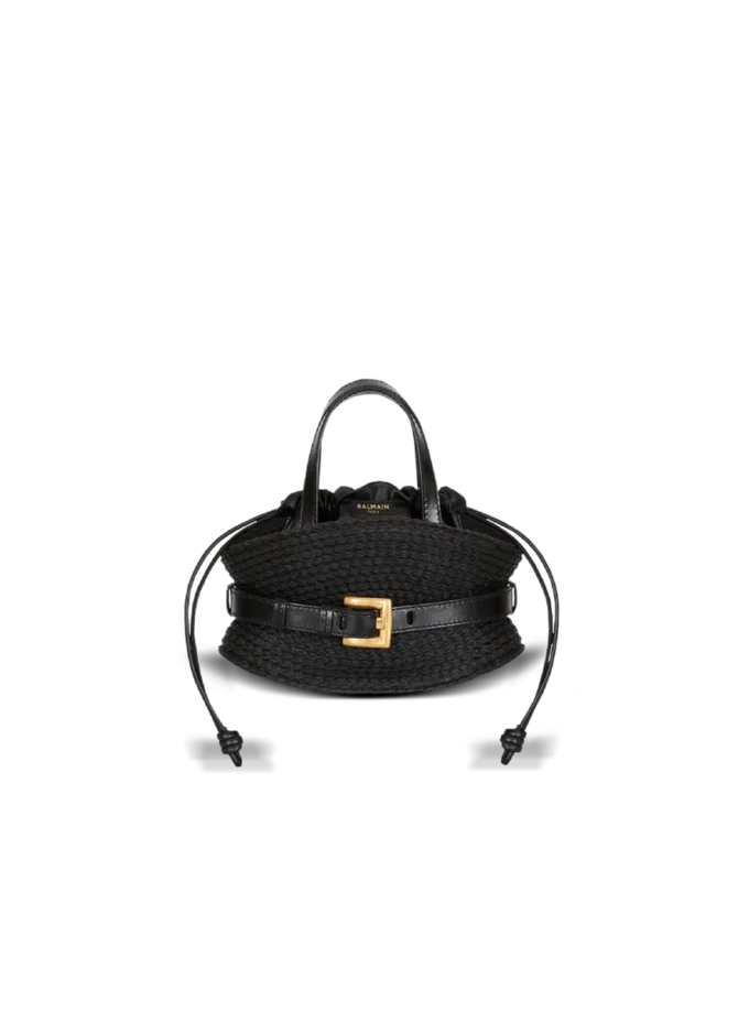 Borsa Shuffle Mini in pelle di vitello e rafia
