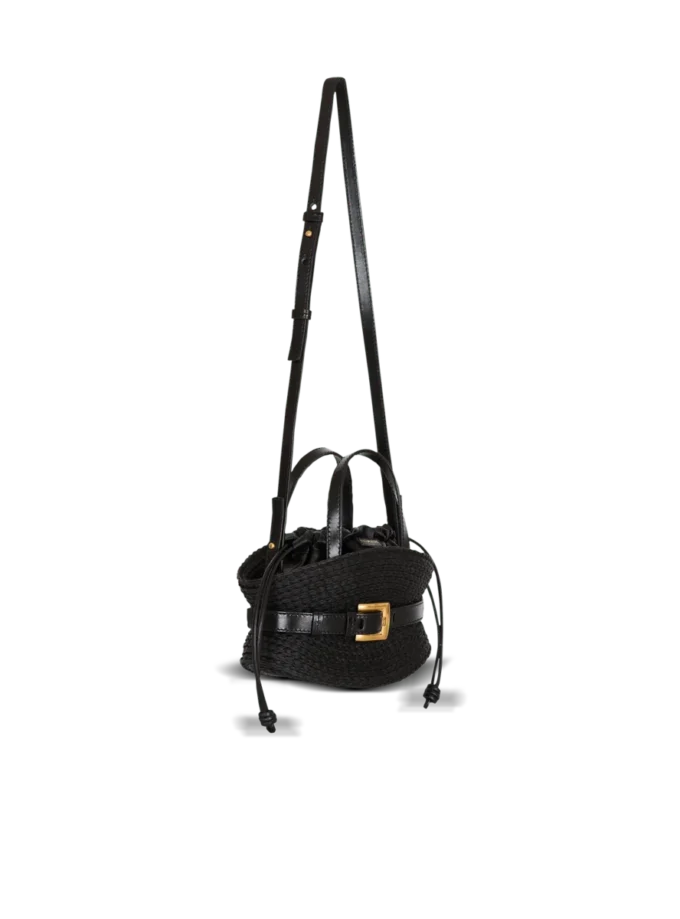 Borsa Shuffle Mini in pelle di vitello e rafia