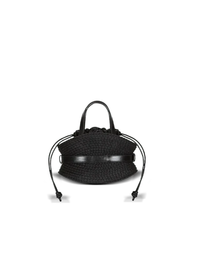 Borsa Shuffle Mini in pelle di vitello e rafia