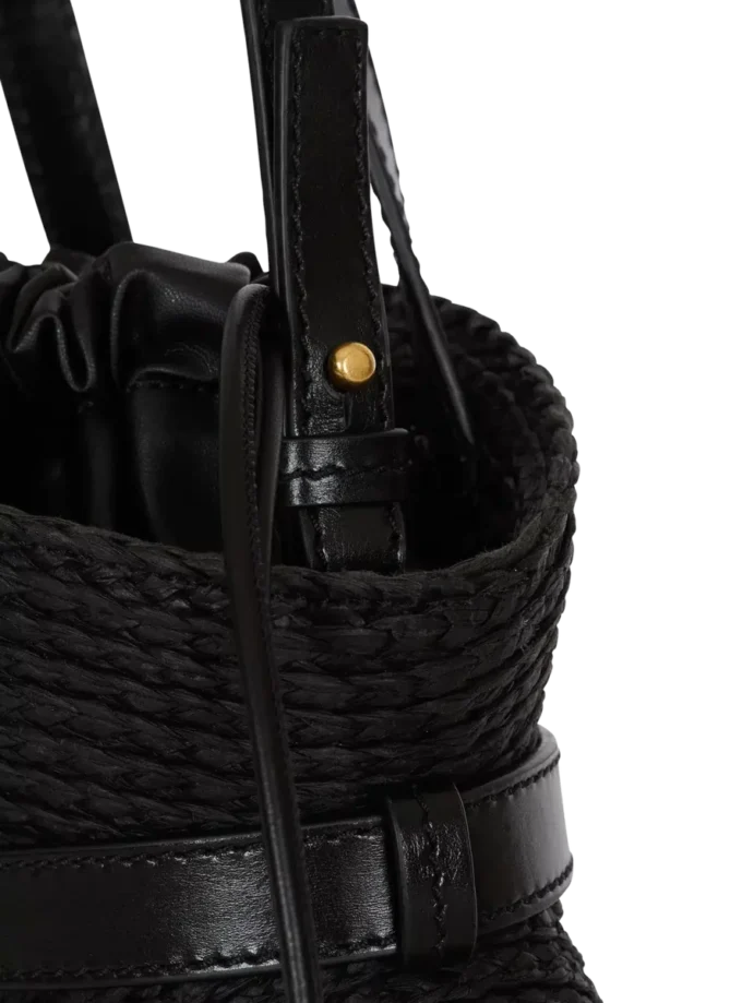 Borsa Shuffle Mini in pelle di vitello e rafia