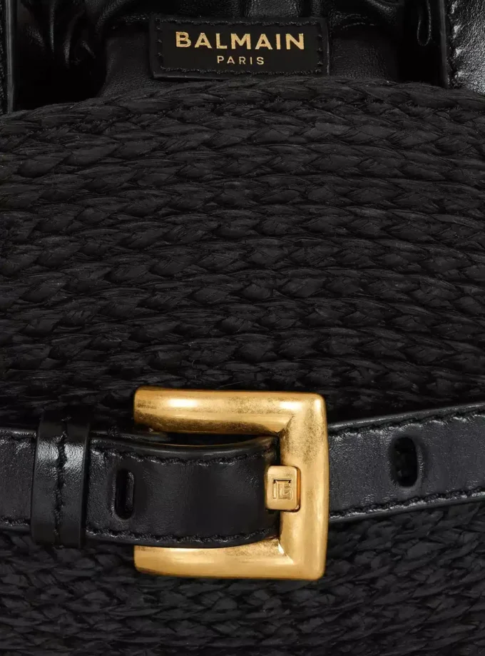 Borsa Shuffle Mini in pelle di vitello e rafia