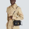 Borsa Shuffle Mini in pelle di vitello e rafia