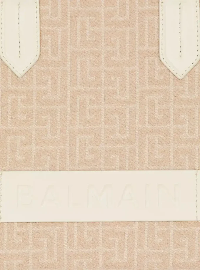 Borsa tote B-Army 36 in tela jacquard con monogramma e pelle Borsa tote B-Army 36 in tela jacquard con monogramma e pelle