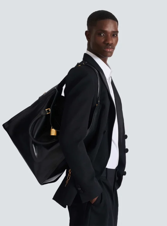 Borsa tote grande Pulse in pelle di vitello cerata Borsa tote grande Pulse in pelle di vitello cerata
