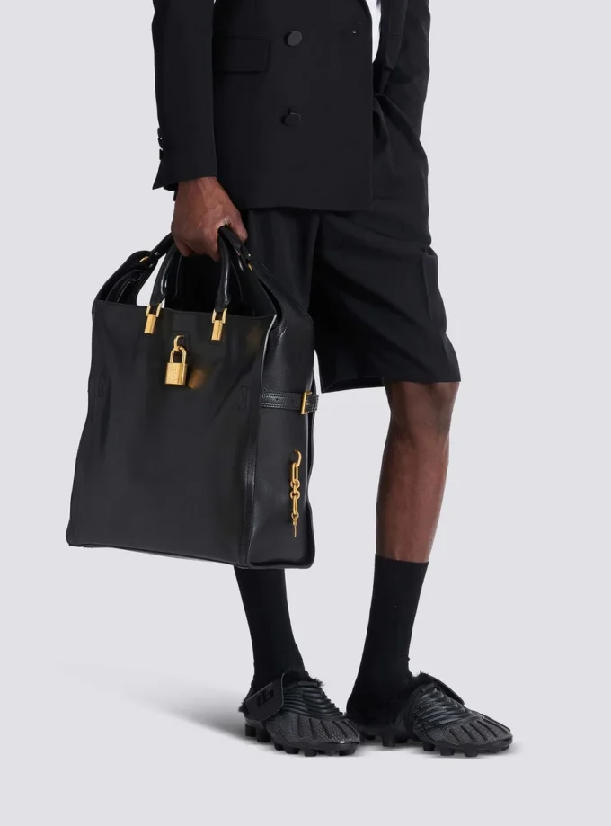 Borsa tote grande Pulse in pelle di vitello cerata Borsa tote grande Pulse in pelle di vitello cerata