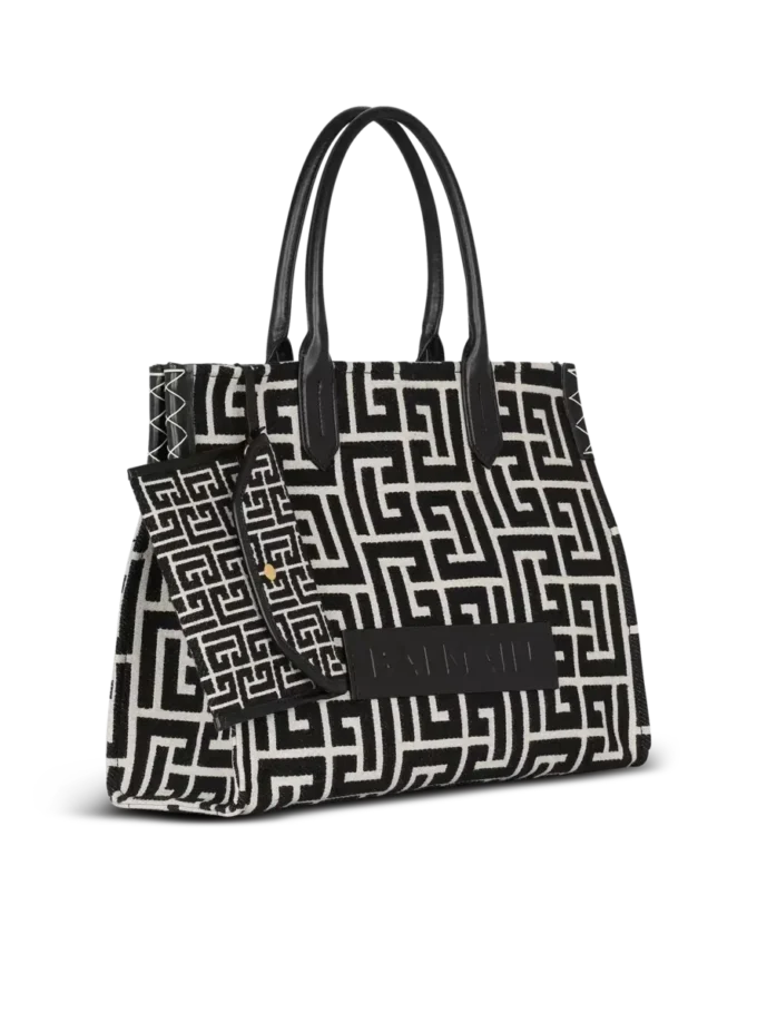 Borsa tote in jacquard con monogramma B-Army 42 e pelle Borsa tote in jacquard con monogramma B-Army 42 e pelle