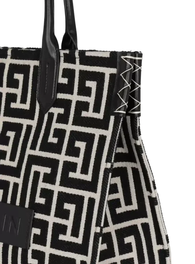 Borsa tote in jacquard con monogramma B-Army 42 e pelle Borsa tote in jacquard con monogramma B-Army 42 e pelle