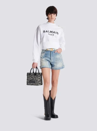 Borsa tote in jacquard con monogramma B-Army e pelle