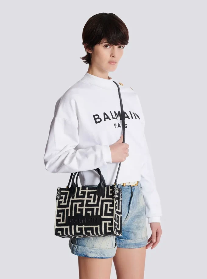 Borsa tote in jacquard con monogramma B-Army e pelle Borsa tote in jacquard con monogramma B-Army e pelle
