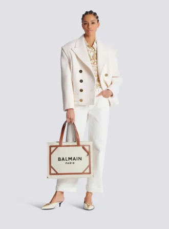 Borsa tote in tela B-Army 42 con dettagli in pelle