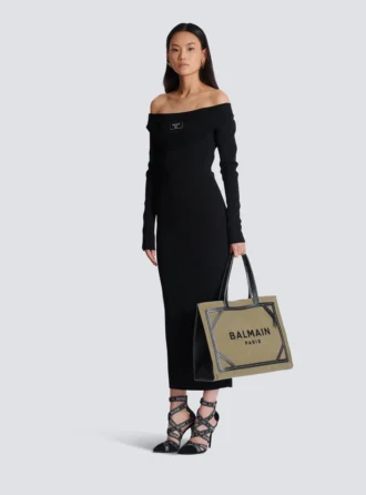 Borsa tote in tela B-Army 42 con dettagli in pelle