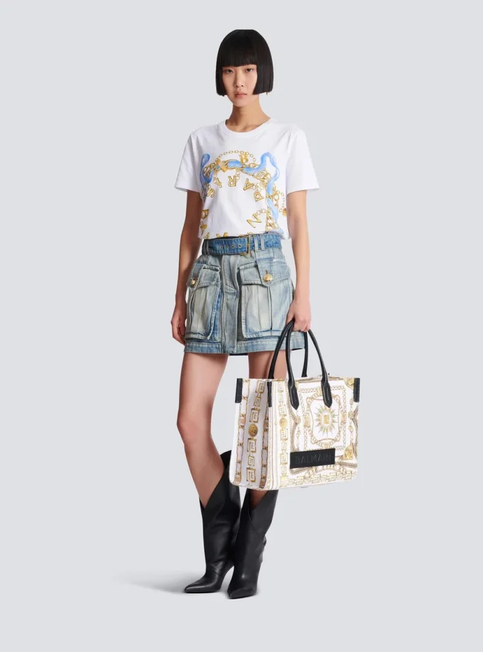 Borsa tote media B-Army in tela stampata Borsa tote media B-Army in tela stampata