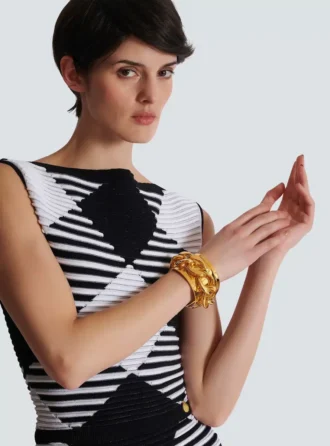 Bracciale rigido con catena in ottone