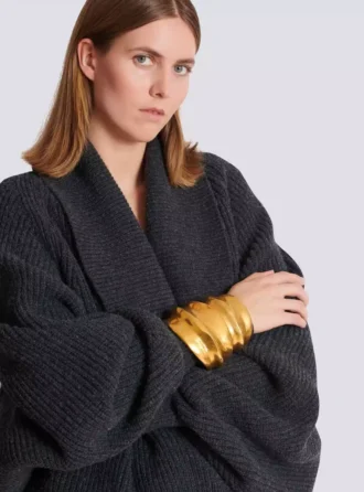 Bracciale rigido in ottone effetto bambù