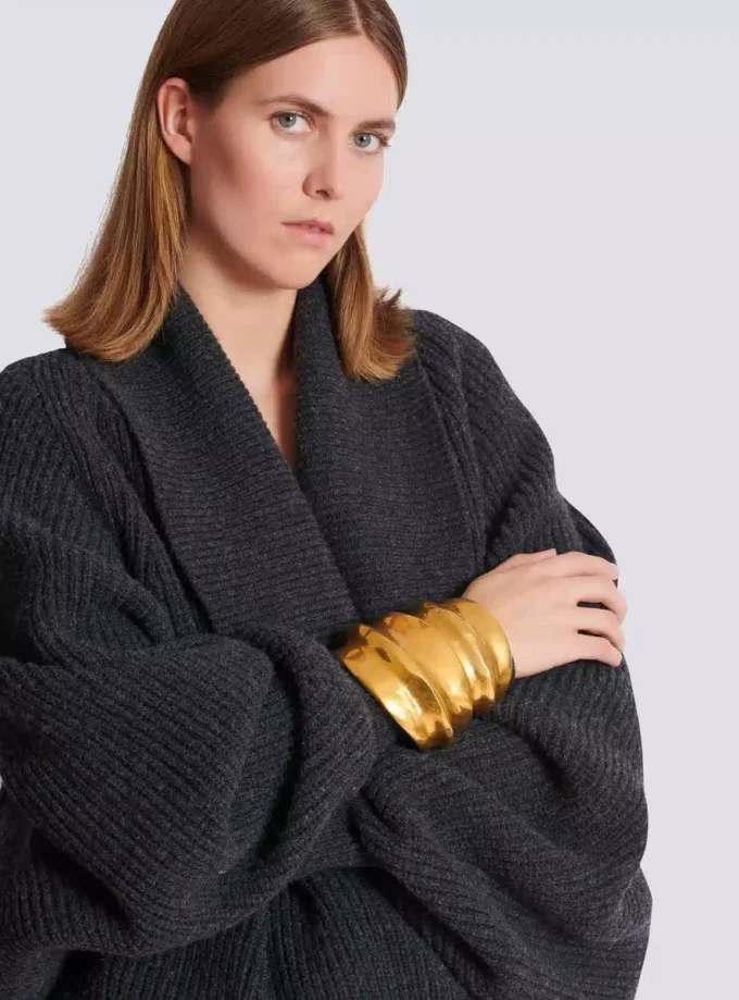Bracciale rigido in ottone effetto bambù
