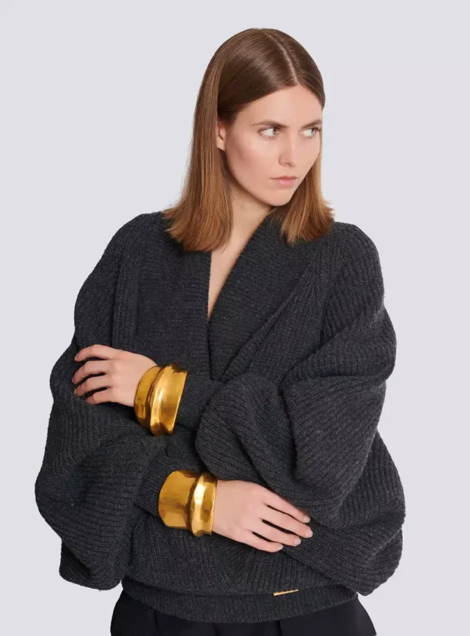 Bracciale rigido in ottone effetto bambù