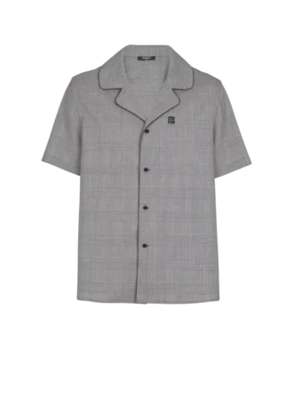 Camicia a maniche corte con motivo Principe di Galles
