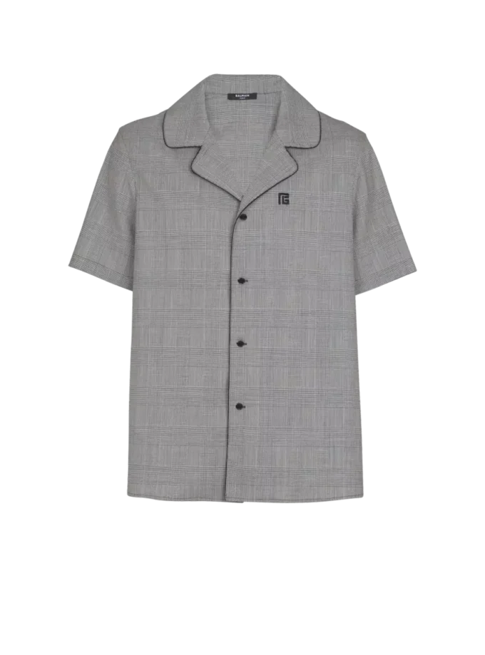 Camicia a maniche corte con motivo Principe di Galles Camicia a maniche corte con motivo Principe di Galles