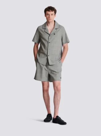 Camicia a maniche corte con motivo Principe di Galles