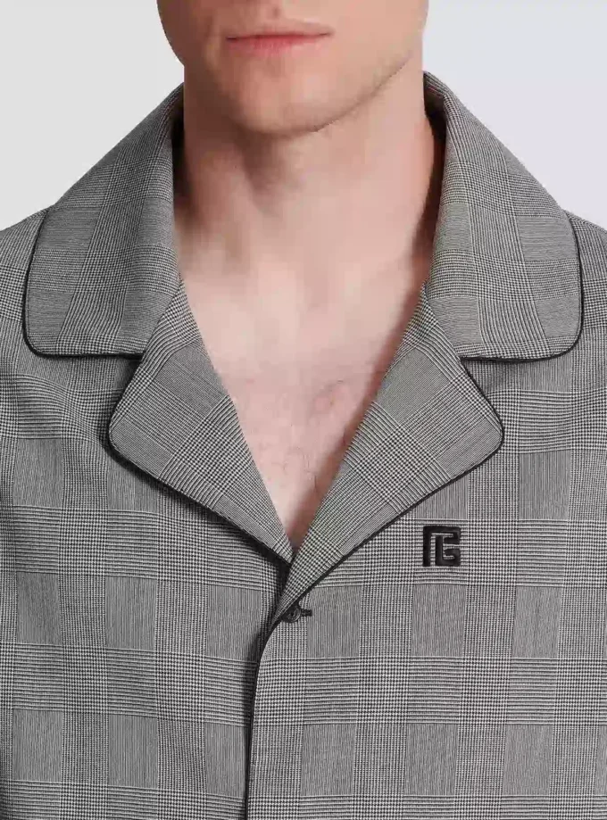 Camicia a maniche corte con motivo Principe di Galles Camicia a maniche corte con motivo Principe di Galles