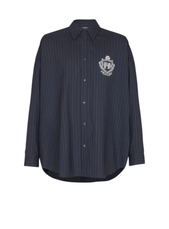 Camicia College Emblem in lana a righe