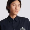 Camicia College Emblem in lana a righe