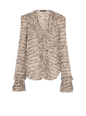 Camicia con stampa a volant e lettere d’amore
