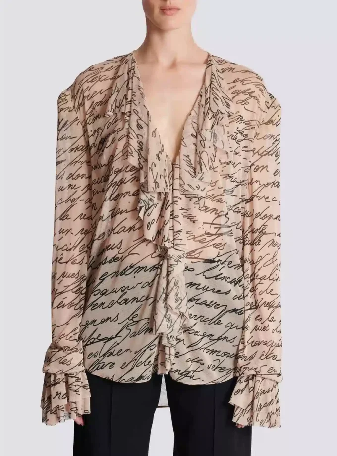 Camicia con stampa a volant e lettere d’amore Camicia con stampa a volant e lettere d’amore