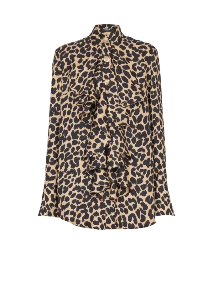 Camicia con volant e stampa leopardata Camicia con volant e stampa leopardata