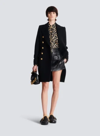 Camicia con volant e stampa leopardata