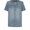 Camicia da pigiama a maniche corte in denim slavato Camicia da pigiama a maniche corte in denim slavato
