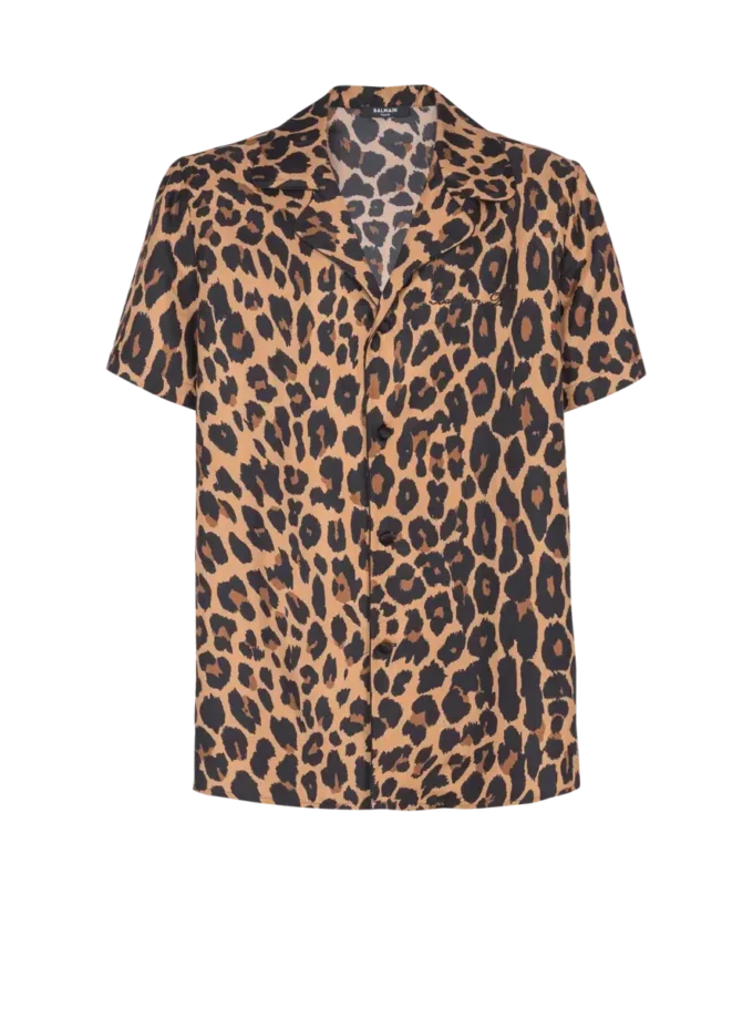 Camicia da pigiama in seta con stampa leopardata Camicia da pigiama in seta con stampa leopardata