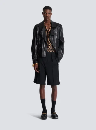 Camicia da pigiama in seta con stampa leopardata