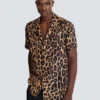 Camicia da pigiama in seta con stampa leopardata Camicia da pigiama in seta con stampa leopardata