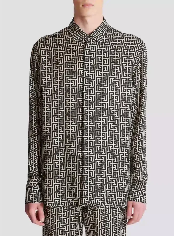 Camicia fluida con monogramma Camicia fluida con monogramma