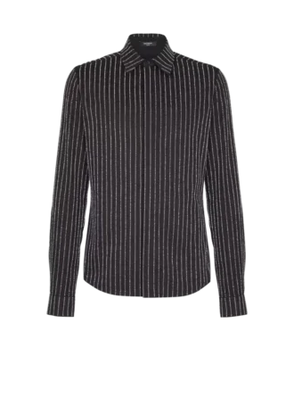 Camicia in cotone con strisce di cristallo