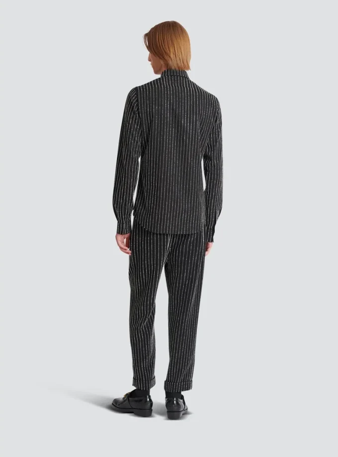 Camicia in cotone con strisce di cristallo Camicia in cotone con strisce di cristallo