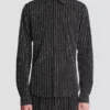 Camicia in cotone con strisce di cristallo Camicia in cotone con strisce di cristallo