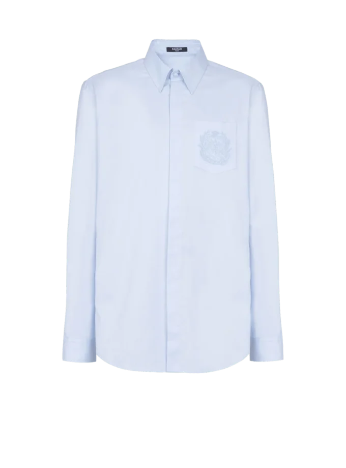 Camicia in cotone ricamata Balmain Écusson Camicia in cotone ricamata Balmain Écusson