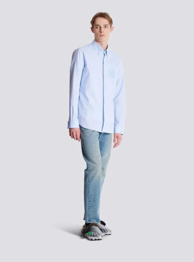 Camicia in cotone ricamata Balmain Écusson Camicia in cotone ricamata Balmain Écusson