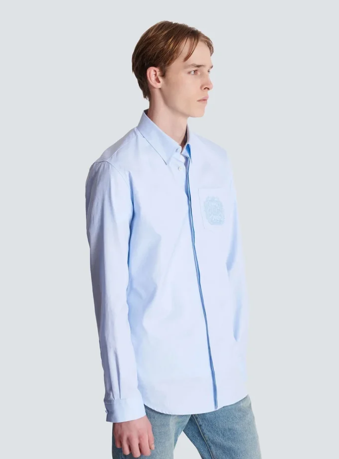 Camicia in cotone ricamata Balmain Écusson Camicia in cotone ricamata Balmain Écusson