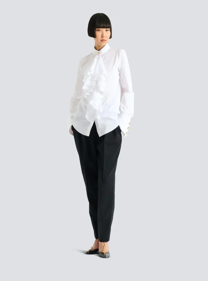 Camicia in popeline con volant Camicia in popeline con volant