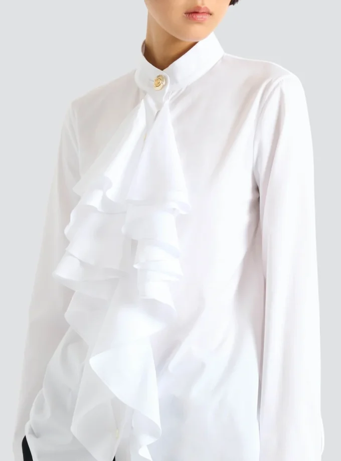 Camicia in popeline con volant Camicia in popeline con volant