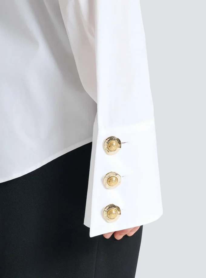 Camicia in popeline con volant Camicia in popeline con volant
