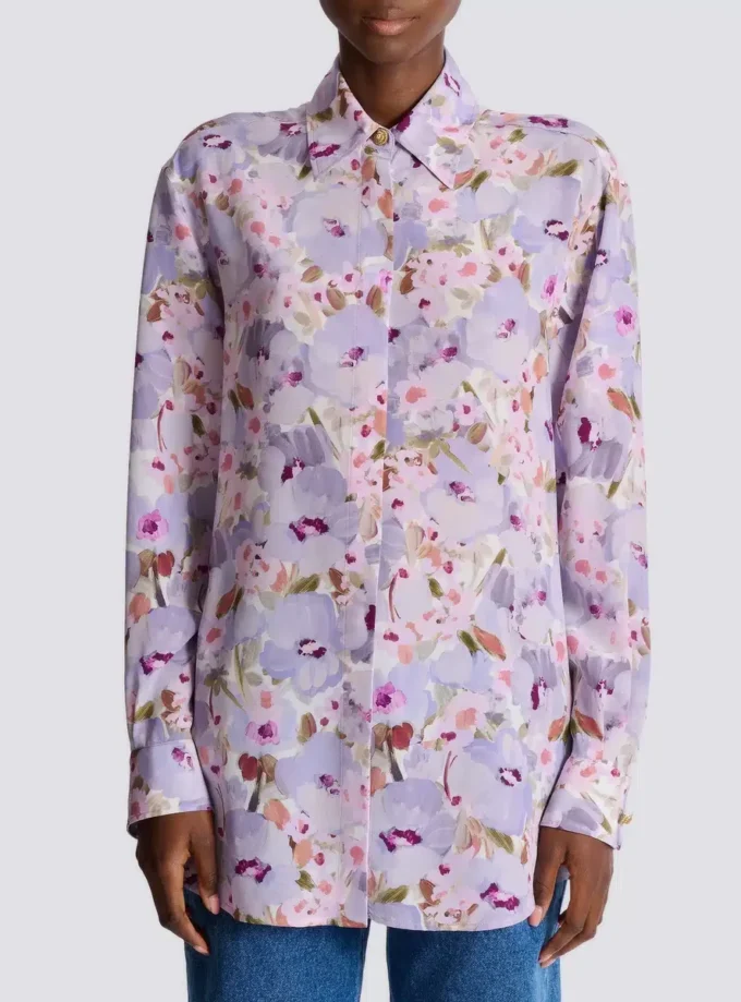 Camicia in popeline di cotone stampato Camicia in popeline di cotone stampato